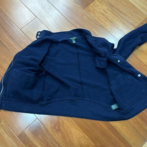 LRL Jeans Co Jacket Womens Blue Full Zip Snaps Pockets Preppy Casual Mandarin S - Picture 8 of 12